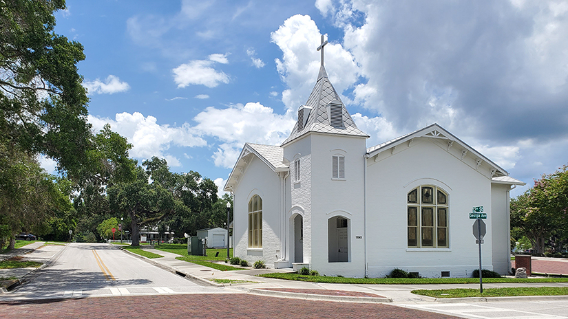 The historic White Chapel on the corner of Georgia Avenue and 12th Street in Palm Harbor, Florida.