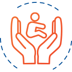 Hands holding a baby 