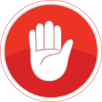 Red circle with a and held up signifying stop