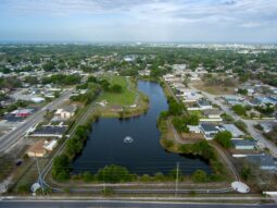Aerial view of 12 acre Dansville Park in Largo, FL.