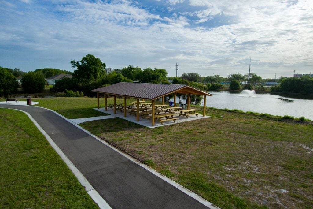 Dansville Park multi-use trail and picnic shelter.
