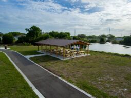 Dansville Park multi-use trail and picnic shelter.