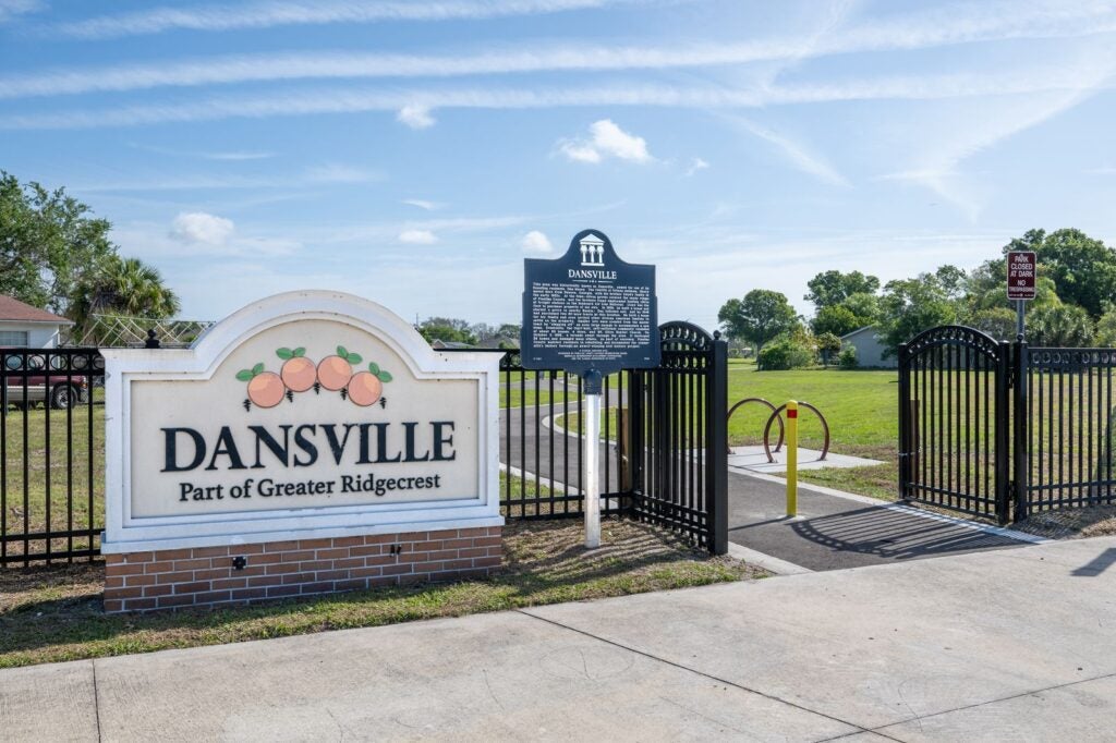Dansville Park entrance and sign.