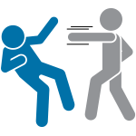 Two figures fighting and punching