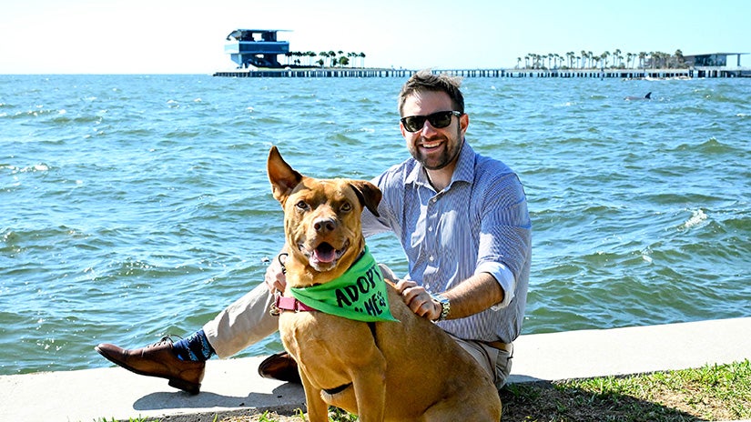 Commissioner Nowicki and K9 Holland from Pinellas County Animal Services at Vinoy Park.