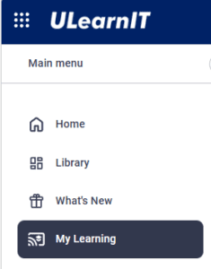ULearnit main menu with My Learning highlighted