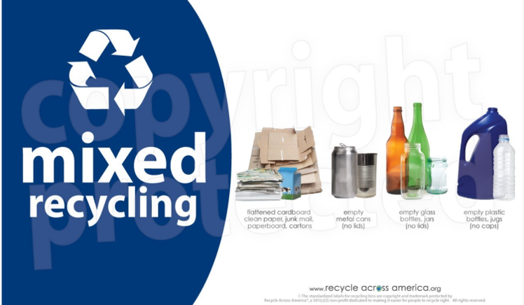 Example of a recycling container label.
