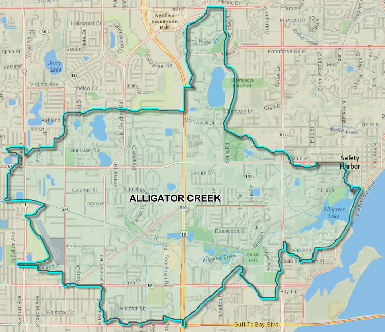 map of Alligator Creek watershed
