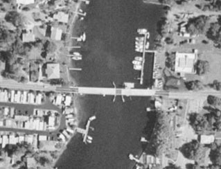 Aerial image of the Beckett Bridge in 1997 (Pinellas County Aerial Image Retrieval System).