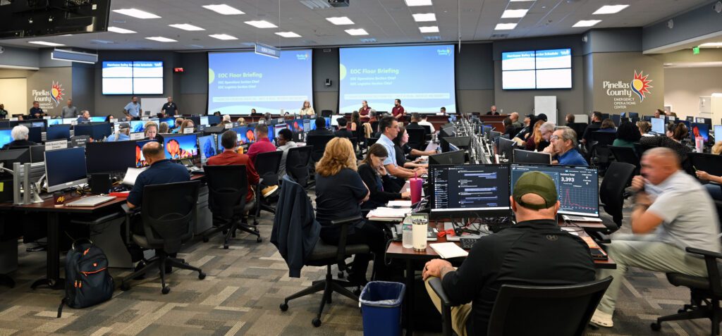 Hundreds of Pinellas County staff and partner agencies participate in a hurricane exercise at the Emergency Operations Center.
