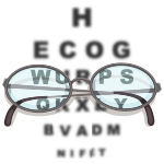 Eye exam with eyeglasses on top of it