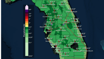 Map of Florida entitled "48-Hour Day 1-2 Forecast Rainfall Amounts. Valid 8:00 AM Thu Sep 3 2026 - 8 AM Issued Thu, Sep 3, 2026 5:00 AM