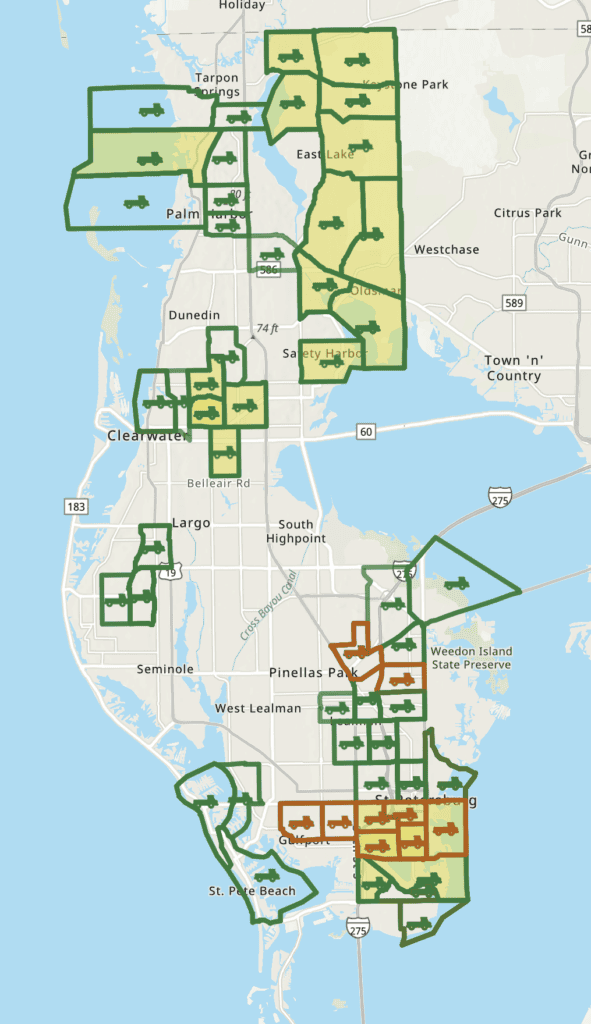Sample mosquito treatment map from October 2026